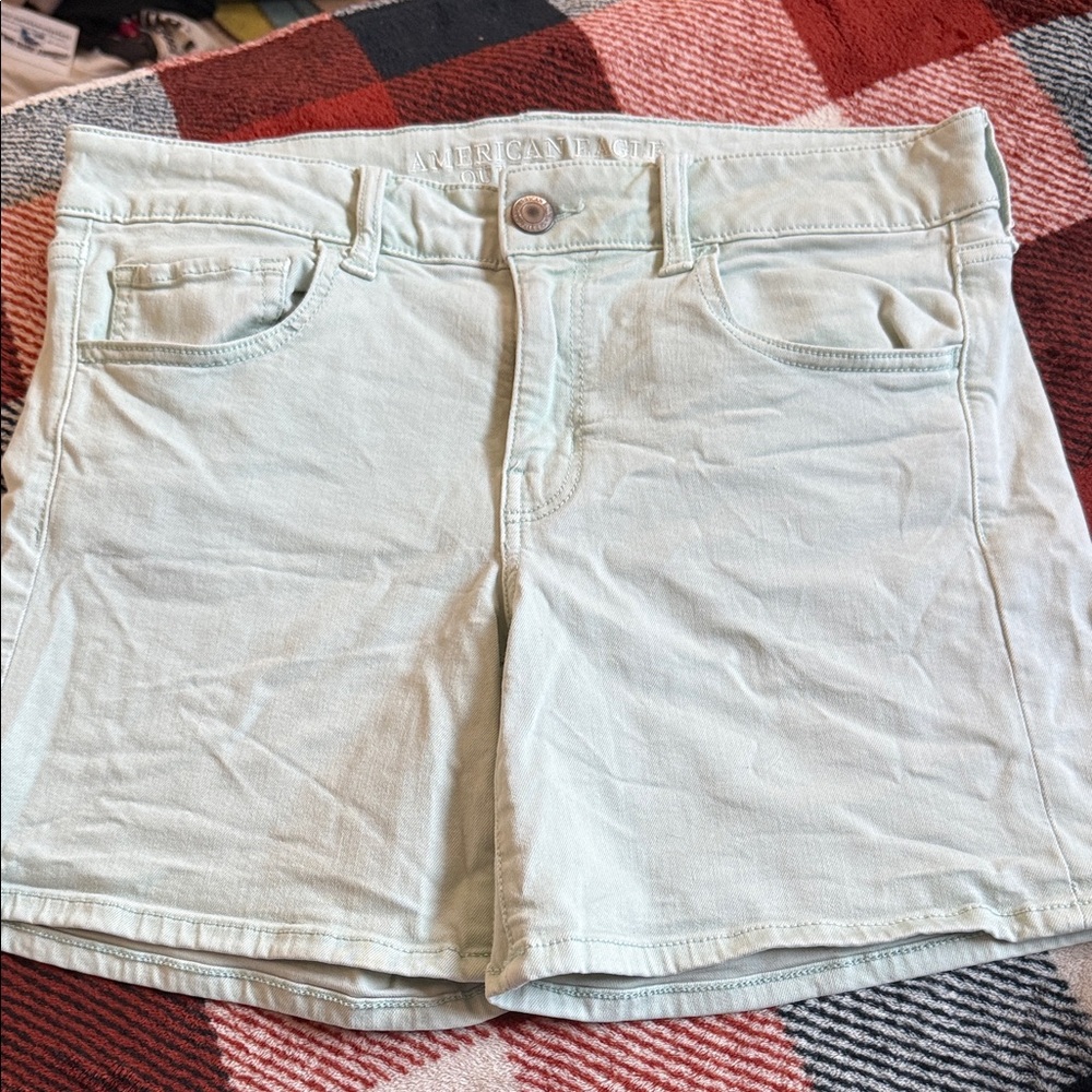 Light Teal Denim Women Shorts
